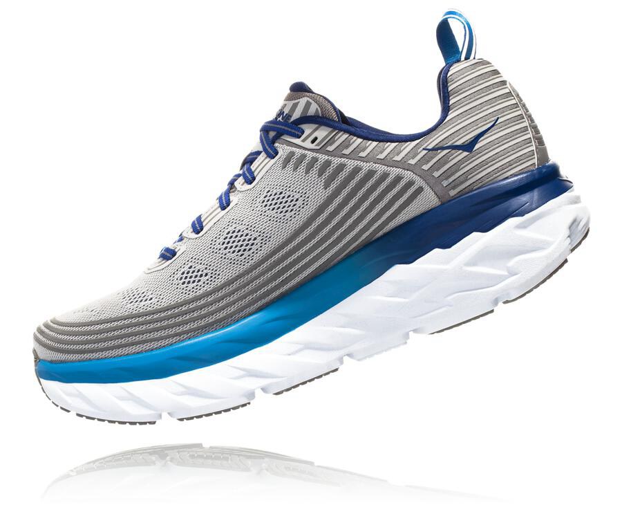 Hoka One One Mens Running Shoes - Bondi 6 - Grey - WRPK70681
